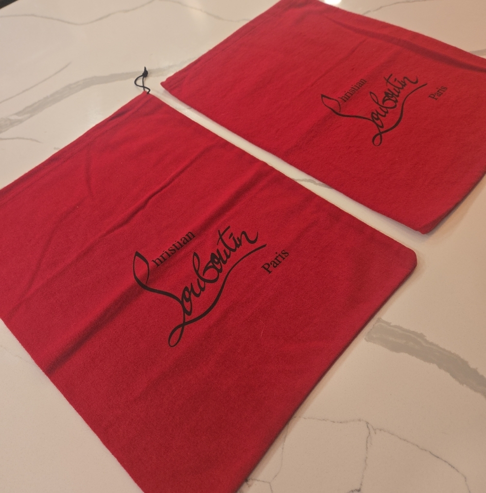 Authentic Christian Louboutin Red Velvet Microfiber Set Of 2 Dust Bags Shoes